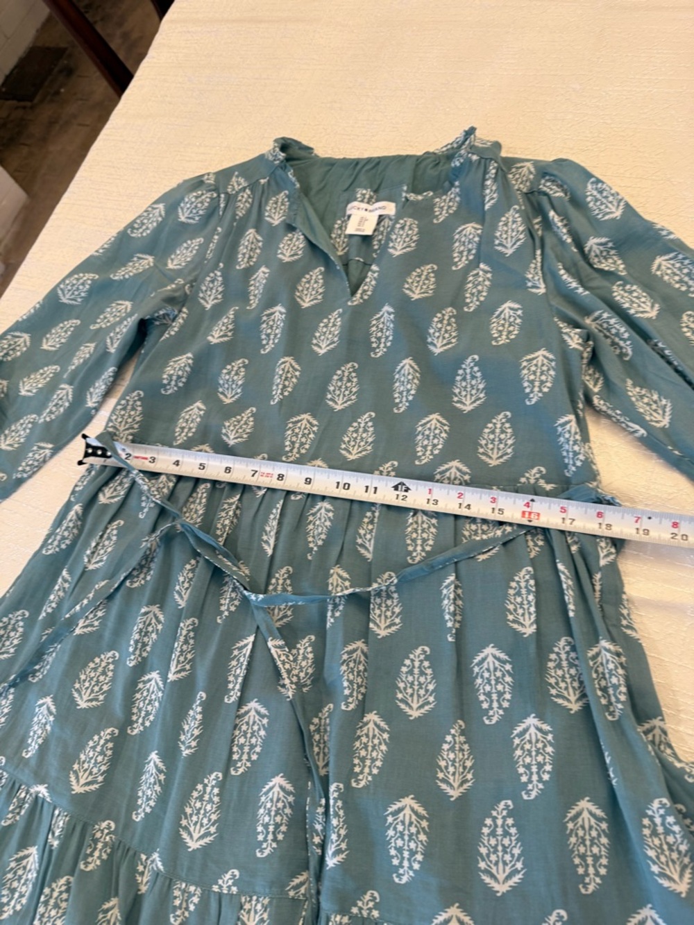 Lucky Brand Blue White Floral Tiered A-Line Dress 3/4 Sleeve S - Picture 6 of 9